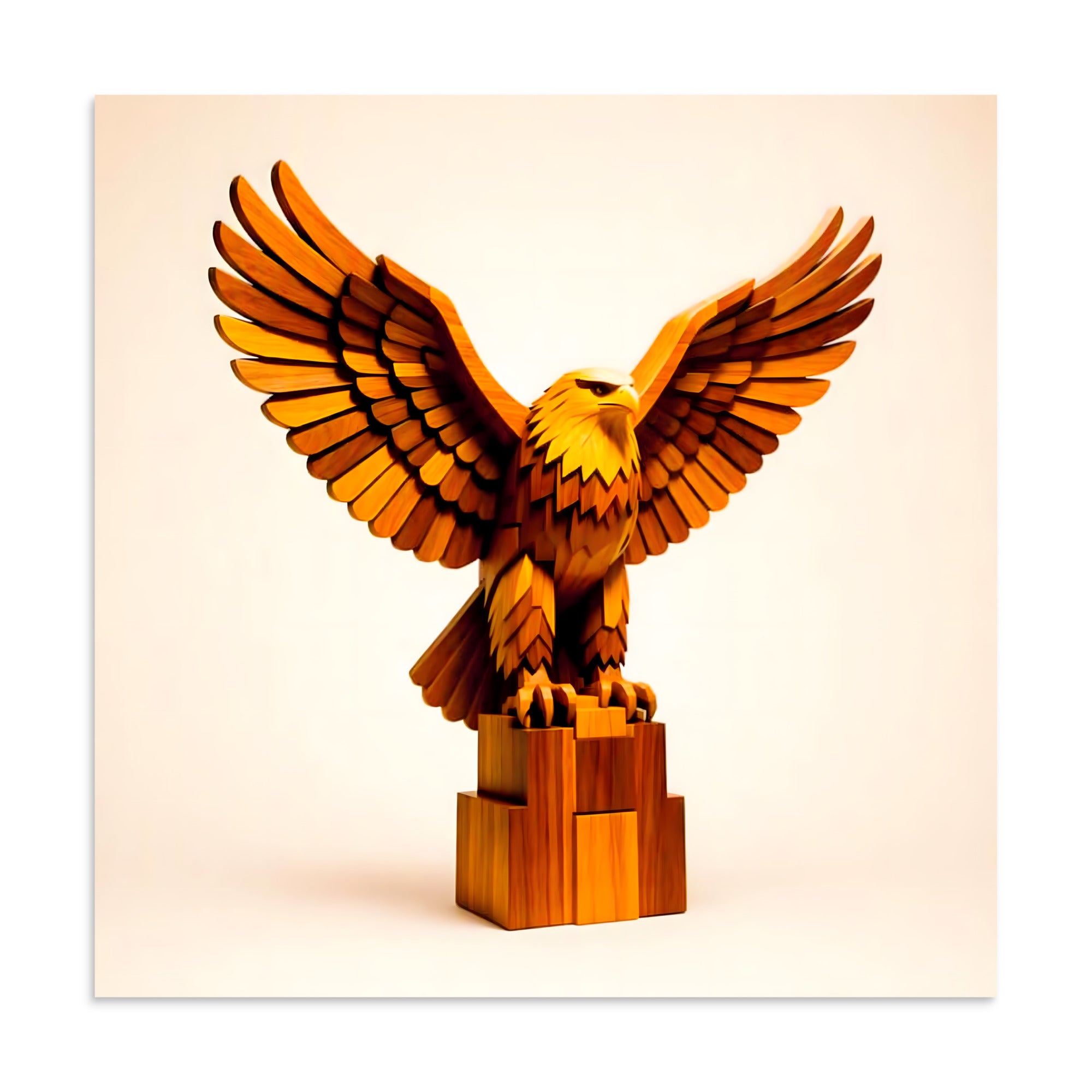 Respect Poster 24x24 inch enhanced matte paper print – Golden Eagle sculpture artwork, premium wall art.
